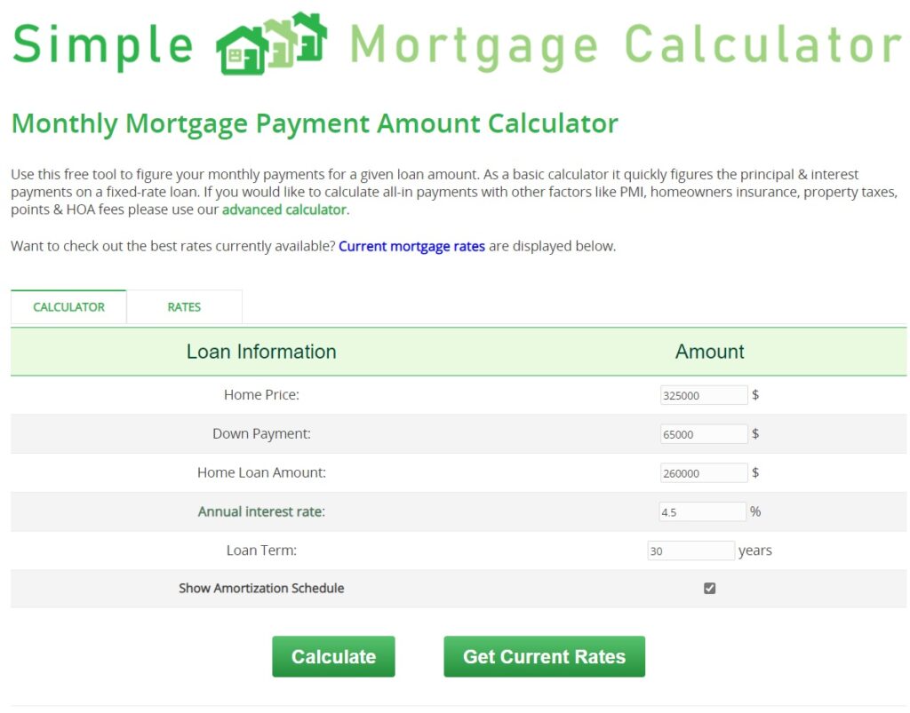 mortgage house calculator